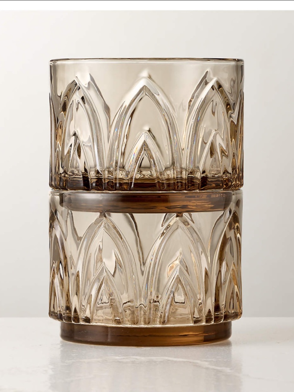 CB2 Buchanan Smoked Stacking Double Old-Fashioned Glasses - Set of 4